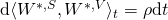 \mathrm{d} \langle W^{*, S}, W^{*, V} \rangle_t = \rho \mathrm{d}t